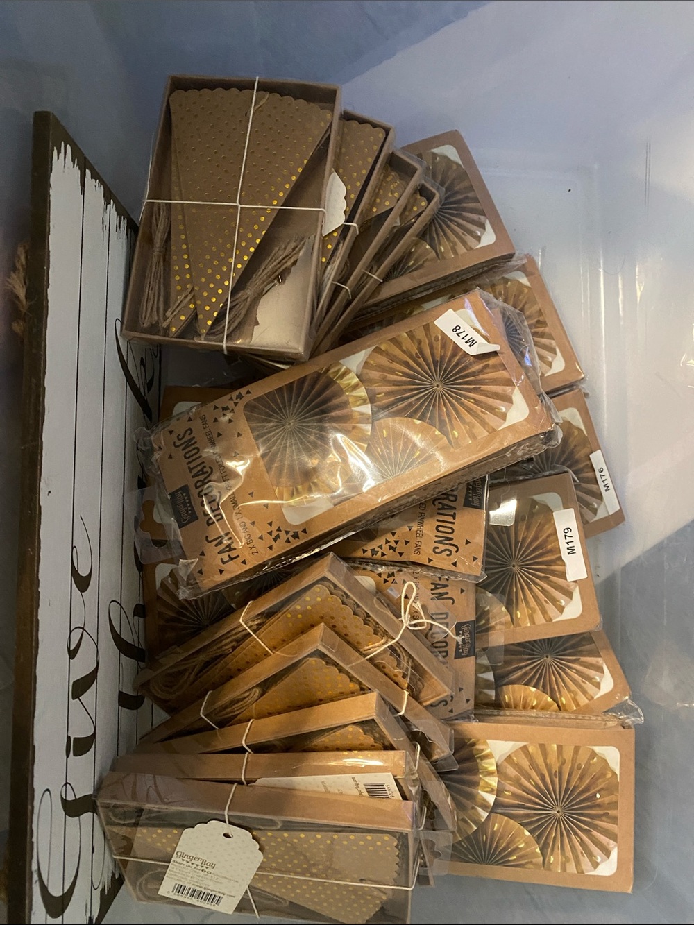 Gold Paper Party Decorations Fan Rosettes & Confetti Cones. M 237